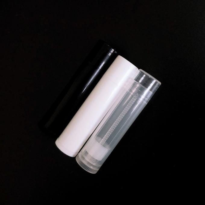 envase oval cosmético vacío claro negro blanco del protector labial de la barra de labios de 0.15oz 4.5g del tubo plástico de Chapstick